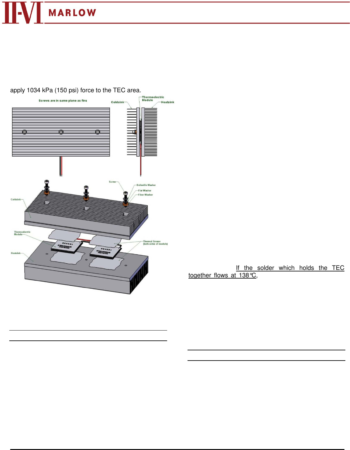 Thermoelectric Cooler Install Guide Datasheet by Marlow Industries, Inc
